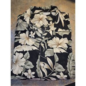 Island Blue  Hawaii Hawaiian Island Aloha Shirt Floral Leaf